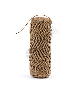 整卷扭曲的棕色绳索止血带黄麻细绳手工包装生物纤维材料白色爱好筒管图片