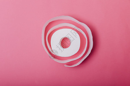 卫生纸卷的概念形象独自站在柔和的背景下 柔和的粉红色背景上的卫生纸卷 19设计图片