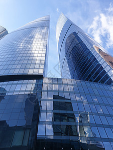 莫斯科市区金融首都蓝色天空办公室反射建筑窗户景观场景图片