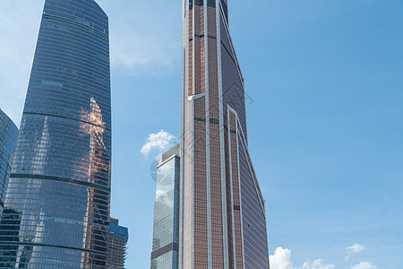 莫斯科市区场景蓝色中心反射建筑市中心摩天大楼景观商业城市图片