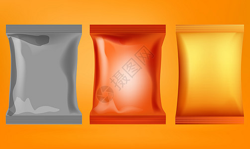 在抽象背景上模拟食物包的插图零售塑料阴影正方形长方形品牌糖果化妆品挫败咖啡图片