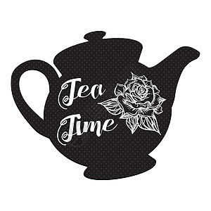 玫瑰茶时间绘画茶杯飞碟派对午餐茶具陶瓷杯子装饰插图图片