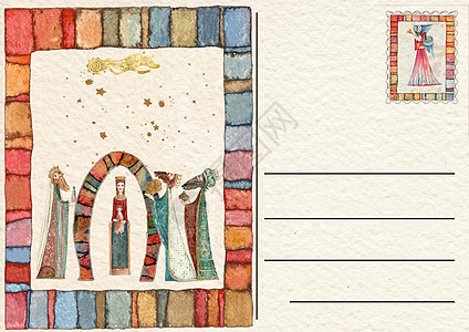 圣诞节天性景象明信片褪色艺术邮件插图邮资卡片古董风化邮政图片