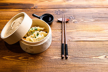 与肉饺子竹子烹饪高清图片