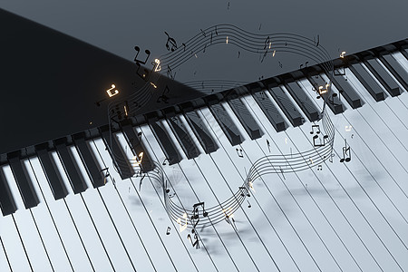 具有深色 background3d 渲染的钢琴键音乐艺术音乐家音乐会旋律木板娱乐交响乐键盘笔记图片