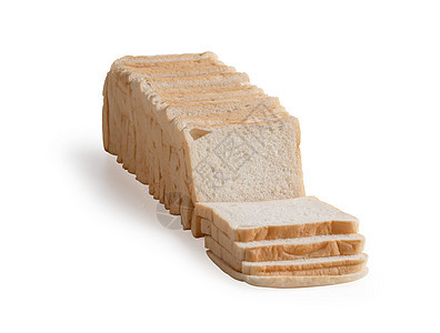在白色背景与剪片隔绝的白底面上的新鲜切片面包图片