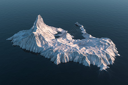 一座海面上雪山的岛 三层深处旅游冒险胰岛顶峰冰川天空环境渲染气候风景图片
