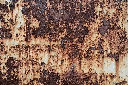旧金属墙纹理背景上的锈迹衰变工业棕色蓝色材料墙纸腐蚀橙子红色地面背景图片