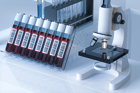 血液测试管与实验室 3D接触健康临床药品免疫显微镜治疗药店生物学化学品技术图片