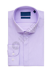 白色背景上的衬衫服装紫色按钮衣服棉布男装衣领购物男性男人图片