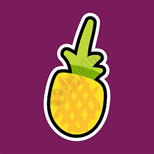 菠萝卡通贴纸季节叶子健康海滩标识果汁水果徽章标签卡通片图片