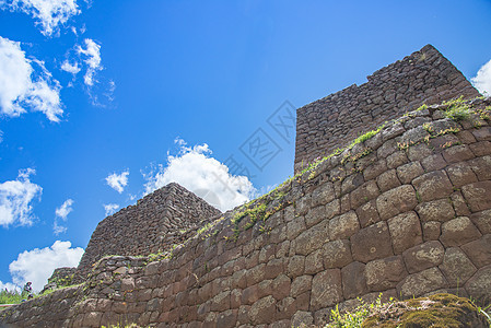 秘鲁库斯科附近皮萨奇的圣谷和印加废墟历史天空石方游客绿色阳台旅游爬坡旅行图片