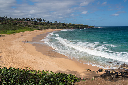 Kauai的驴子海滩全景游客旅行冲浪旅游热带自行车海岸海岸线海浪晴天图片