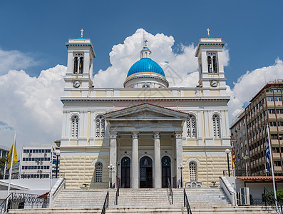 希腊比雷埃乌斯圣尼古拉教堂白色历史性大教堂建筑地标城市港口教会建筑学宗教图片