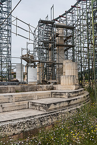 Epidaurus希腊圣堂的废墟脚手架避难所寺庙大理石纪念碑竞技场地标体育场古董遗产图片