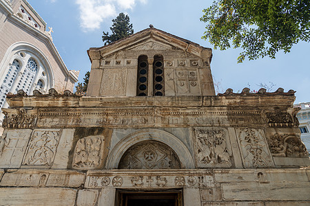 雅典大教堂的小型大都会宗教城市首都纪念碑地标大教堂建筑学建筑游客都市图片