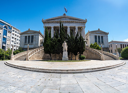 雅典希腊国家图书馆希腊国立图书馆雕像戏剧性建筑学国家城市文化历史性纪念碑大理石旅行图片
