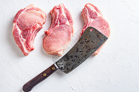 用于烧烤 烘烤或煎熬的有机生物原生猪肉排切刀 粉白面条图片