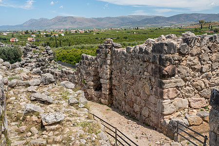 希腊Peroponnese的Tiryns古希腊历史遗迹废墟文明巨石纪念碑独眼历史性石工石墙建筑学旅行图片