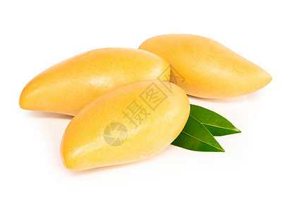 收割成熟的芒果热带水果 白叶切除绿色异国健康黄色红色食物白色橙子反射水平图片