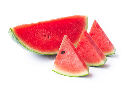 西瓜 白底面切片 水果为健康钴浆果绿色种子饮食食物圆形条纹白色小吃营养图片