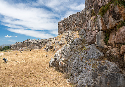 希腊Peroponnese的Tiryns古希腊历史遗迹晴天文明建筑学石墙旅游遗址巨石地标巨人石工图片
