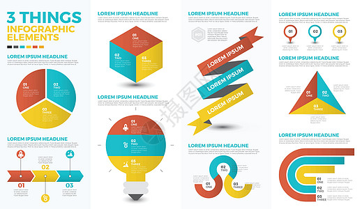三件事信息图表元素图片