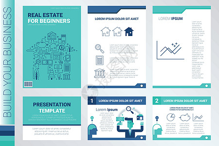 书籍封面和演示文稿模板插图图表创造力小册子报告杂志建筑公司传单蓝色图片