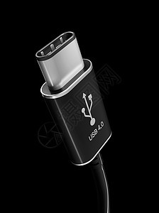 USB C 型或 USB 4 连接器电缆线艺术 3d 它制作图案适配器插图收费数据界面金属标准连续剧力量插头图片