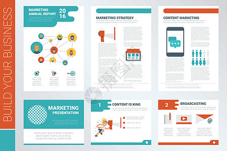 内容营销报告书籍封面和演示文稿模板图片
