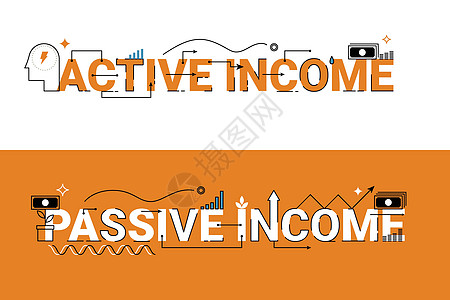 主动收入和被动收入插画图片