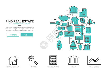 不动产概念房子绿色住宅销售公寓网站市场插图建筑钥匙图片