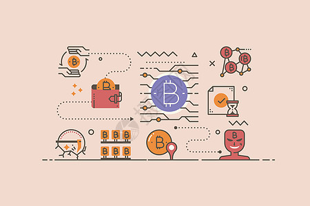 加密货币概念它制作图案矿业插图零币短跑罗币硬币技术竞争者团体利润图片