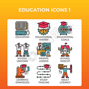 教育概念图标小路学校成人训练辅导大学课程吉祥物知识意义图片