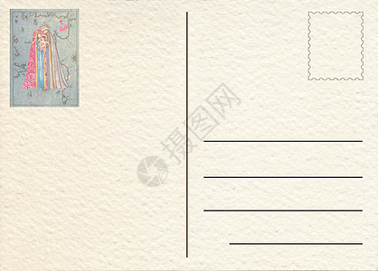 手绘背邮车邮政邮票卡片褪色框架邮资材料文档笔记邮件图片