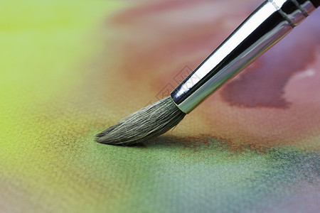 在帆布纸或白纸上刷上柔和的颜色 腹肌刷子作品绘画创造力艺术家蓝色画笔工具调色板爱好图片