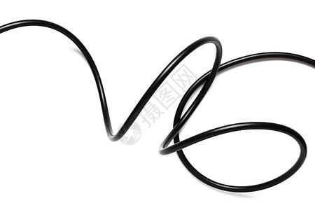 一条黑线电缆在白色背景抽象中被分离出来电脑电气数据力量插头电子产品技术互联网网络塑料图片