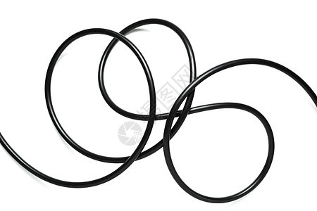 一条黑线电缆在白色背景抽象中被分离出来蓝色数据互联网连接器金属插头绳索力量电线电气图片