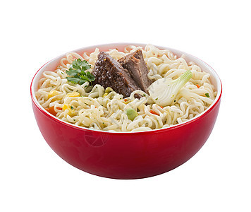红碗里的面条陶瓷食物工作室拉面烹饪汤面白色红色午餐美食图片