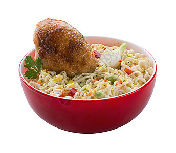 红碗里的面条拉面陶瓷烹饪汤面食物盘子制品美食工作室白色图片