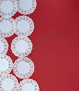 白色花边纸图抽象背景窗饰装饰品数字蕾丝红色创造力雪花圆形图片