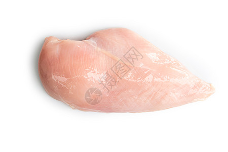 白背景的原生鸡胸 在白底食物肌肉工作室烹饪粉色营养鱼片白色宏观家禽图片