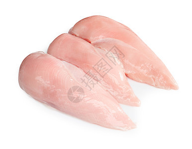 白背景的原生鸡胸 在白底鱼片宏观饮食白色烹饪食物家禽动物食品营养图片