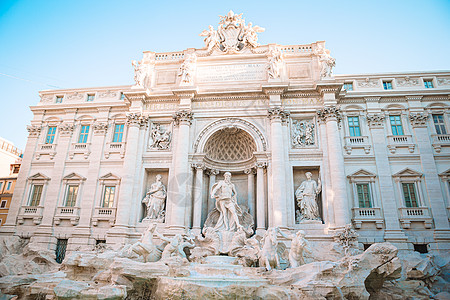 意大利罗马美丽的特莱维喷泉罗马最受欢迎的地区景观雕塑建筑学雕像石头假期海卫场景水池海王星图片