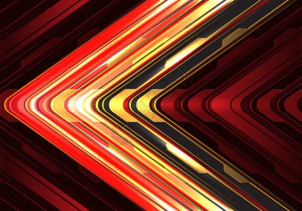 抽象红色黄色黑色箭头光网络金属箭头方向设计现代未来技术背景矢量图图片