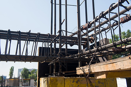 金属建筑铁条建筑学技术构造网格工作钢筋框架房子水泥基础设施图片