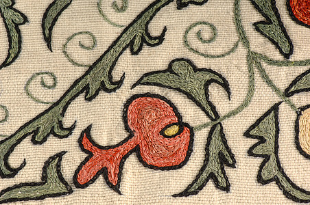 织物和纺织品的背景墙纸红色艺术石榴石白色装饰装饰品石榴刺绣绿色图片