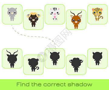 剪辑卡游戏模板找到正确的影子 匹配游戏逻辑孩子教育头脑活动野生动物幼儿园工作麝牛迷宫图片