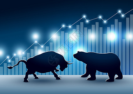 牛市和熊市的股票市场设计与图形和图表 vecto图片
