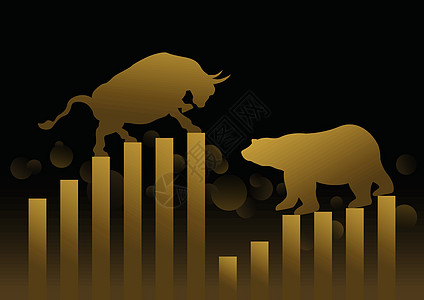 公牛黄金牛市和熊市股票市场概念设计与图表设计图片